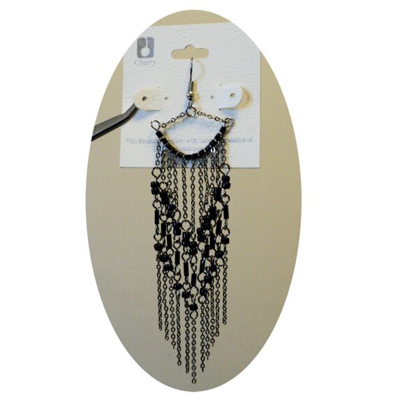 NEW Handcrafted Small Black Beads Drop Earrings Women Fashion Jewelry Gifts - Picture 3 of 4